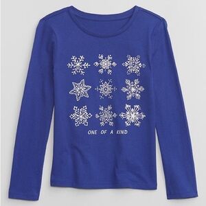Gap girls kids graphic t-shirt xs 4/5 snowflake blue